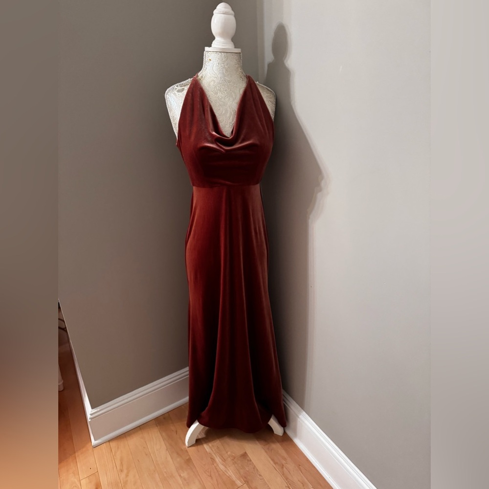 Jenny Yoo English Dusty Rose Sullivan Dress Size 0 Stretch Velvet - Picture 4 of 16